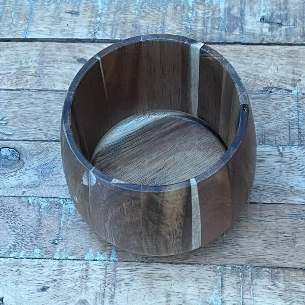 Ryze Acacia Wood Storage Container Round Matching Wooden Lid